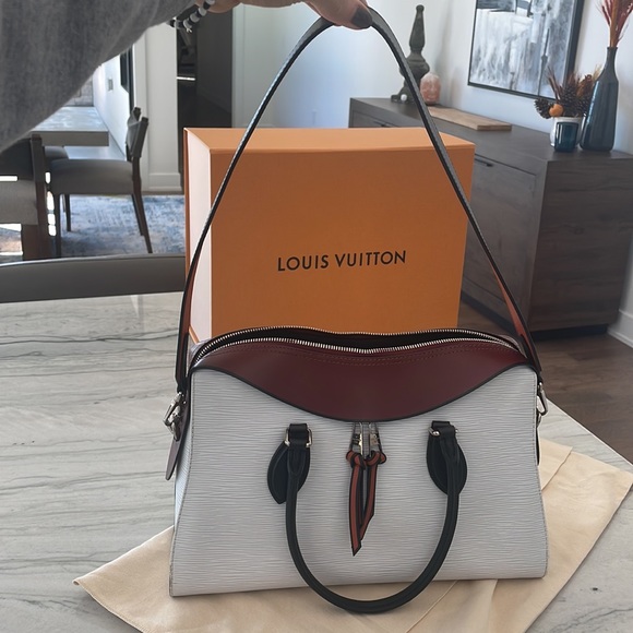 Louis Vuitton Tuileries- white Epi leather with black / brown  GORGEOUS BAG! - Picture 6 of 12